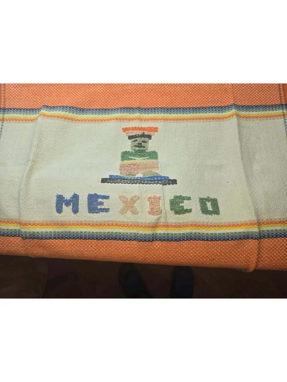 Vintage: Handmade Woven: Mexico: 4' Square: Tapestry